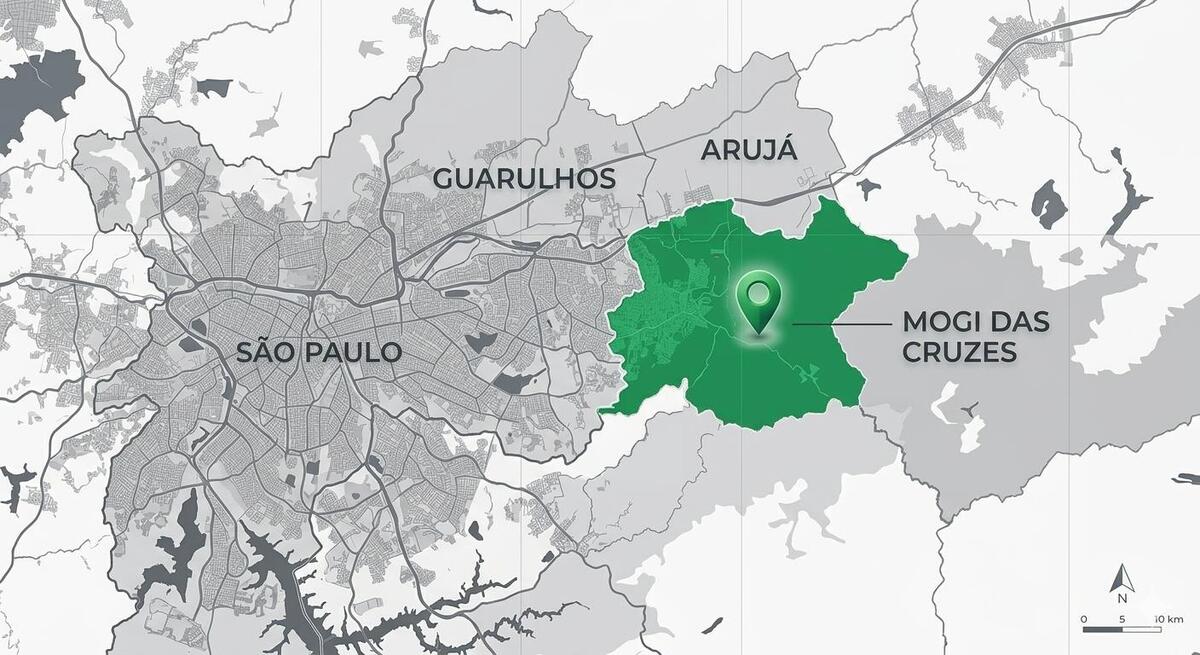 Mapa da região metropolitana de São Paulo destacando a área de atuação da LOGOS
